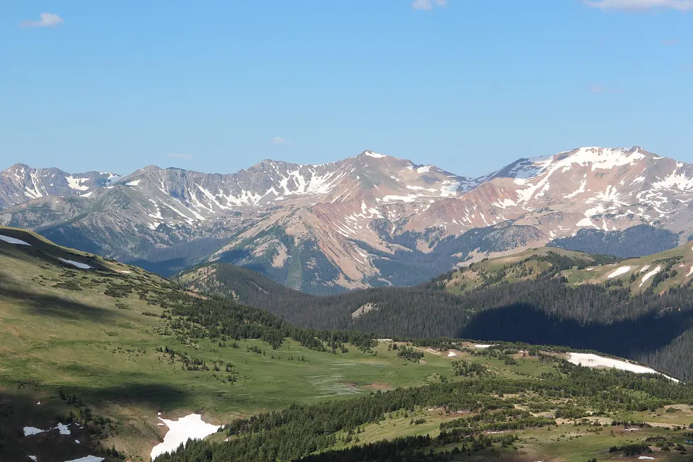 Never Summer Mountains seen from Gore Range Overlook on Trail Ridge Road, Colorado