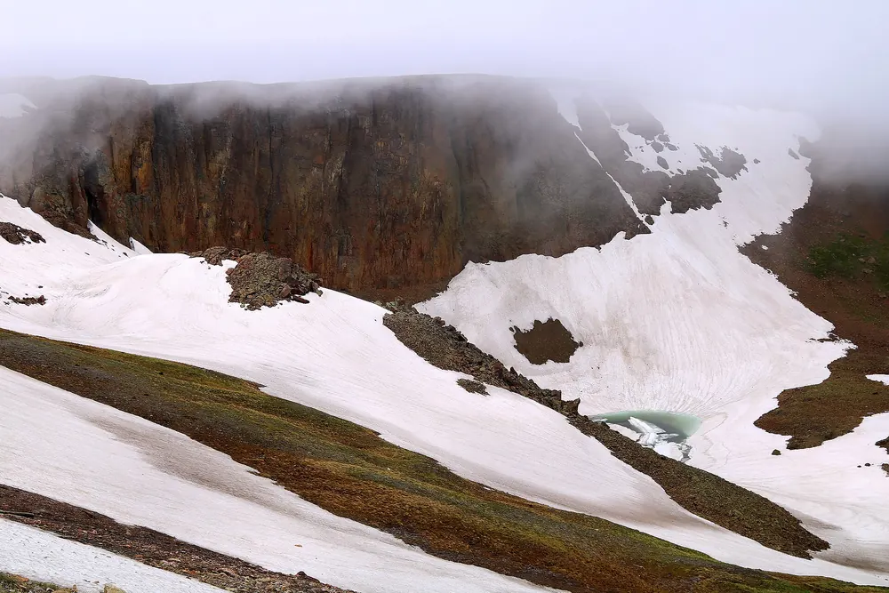 Volcanic rock cliffs beside Trail Ridge Road at the Lava Cliffs overlook, Colorado
